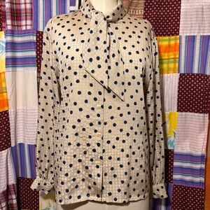 Polka Dot Blouse with Bow Tie